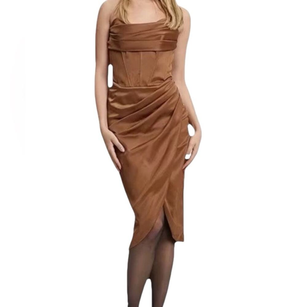 Bardot Jamila NWTs Strapless Corset Dress Brown size 12